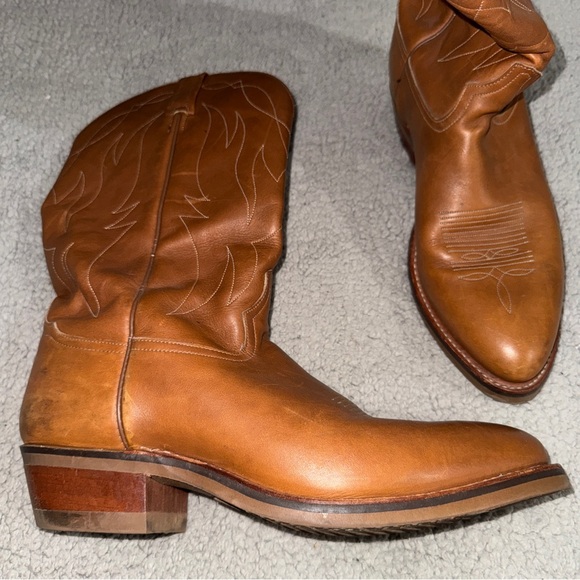 Tony Lama 4013 Western Cowboy Boots Brown Pointed Toe Mens Size 13 US Oil Resist - Picture 1 of 11